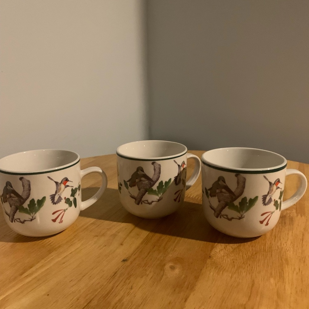Three Coffee Cups . National Wildlife Federation Hummingbird Series